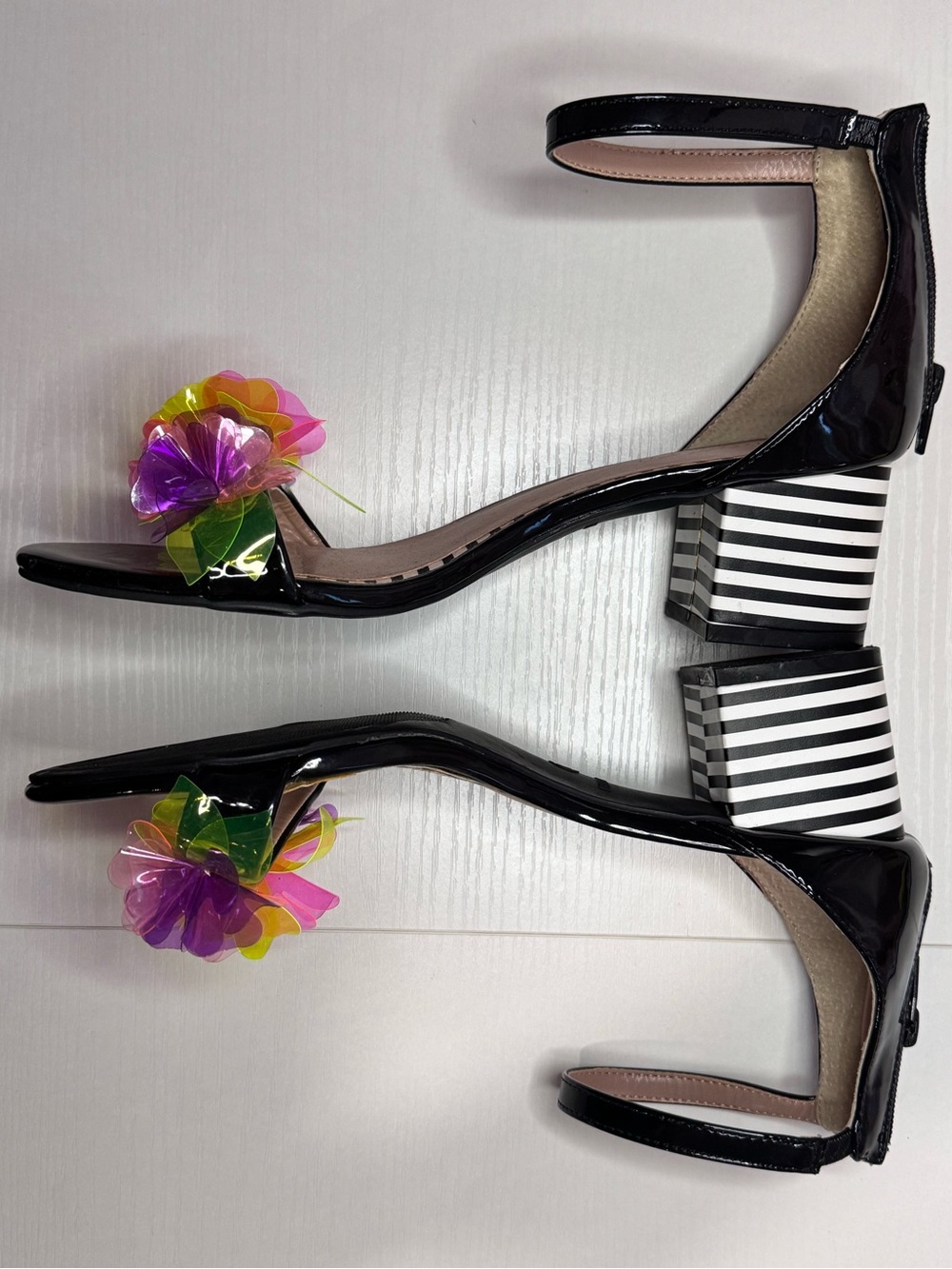 Betsey Johnson Women’s Black Floral Accent Ankle-Strap Sandals - Picture 2 of 5